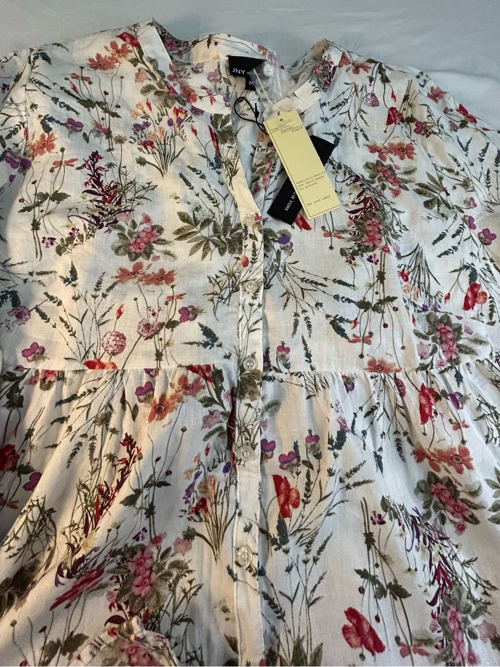 Women’s Plus size Jones New York Floral Button-Front Blouse - White 2X NWT